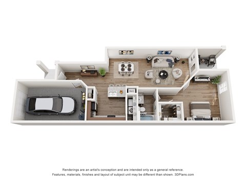 Floor plan for 1 bed, 1 bath, 842 sqft